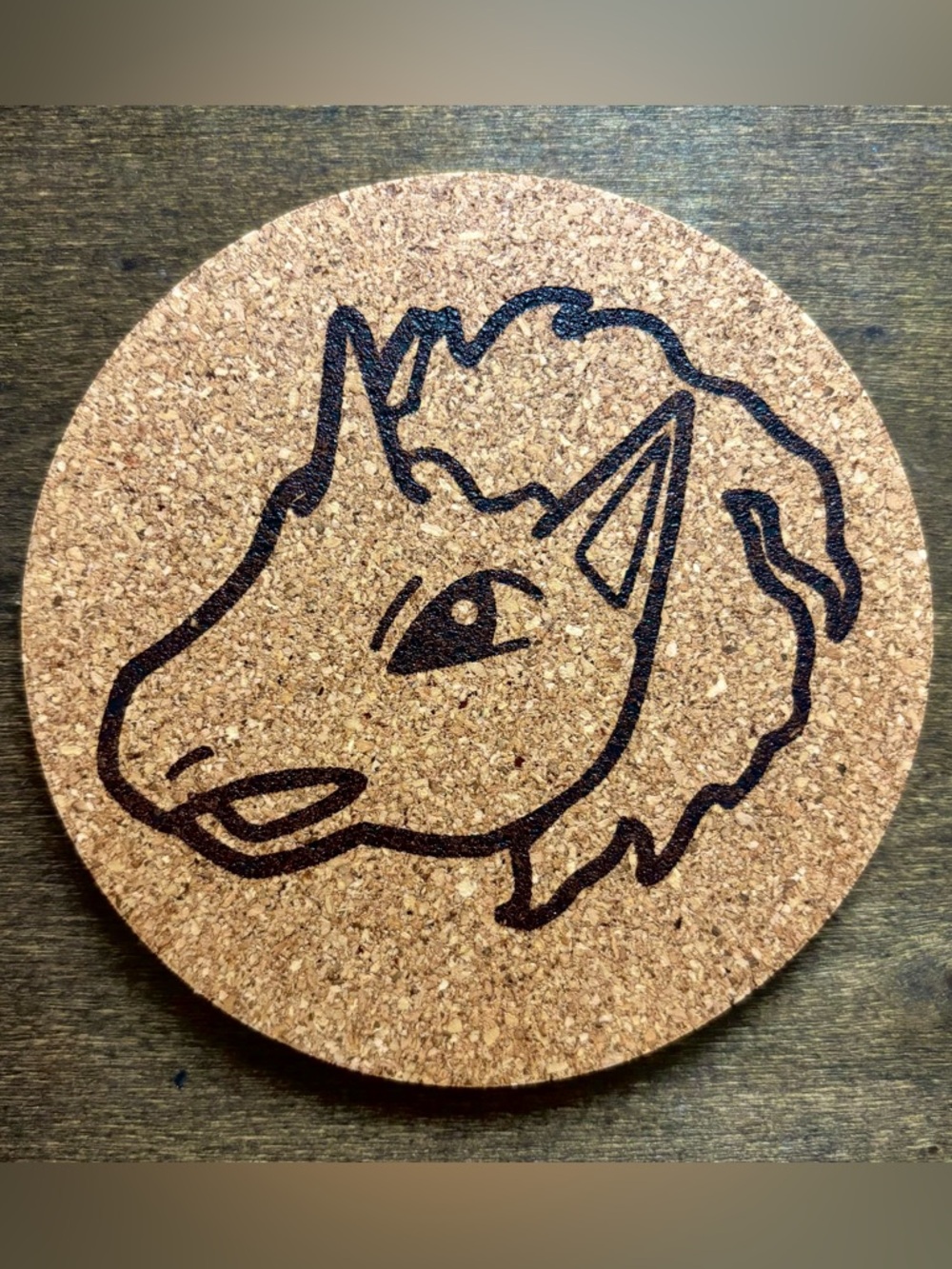Pokemon Rapidash Face Laser Engraved Cork Coaster